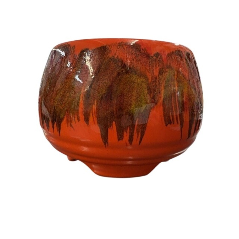 Vintage Ungemach USA Orange Drip Glaze Ceramic Planter